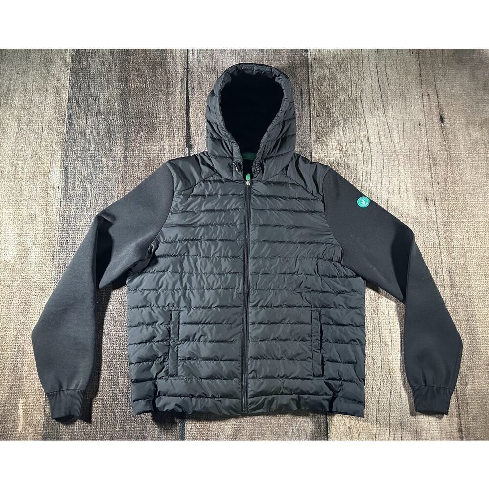 Save The Duck Women’s Sz 1X Plumtech Jacket Zip Quilted Half Puffer Black